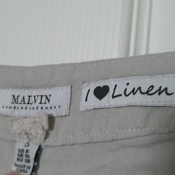 Women's Malvin Hamburg Germany I Love Linen Beige Dress Sleeveless - Size 6 - Picture 4 of 9